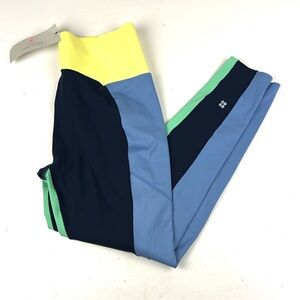 Sweaty Betty Power High-Waist Workout Leggings XXL New Blue Yellow